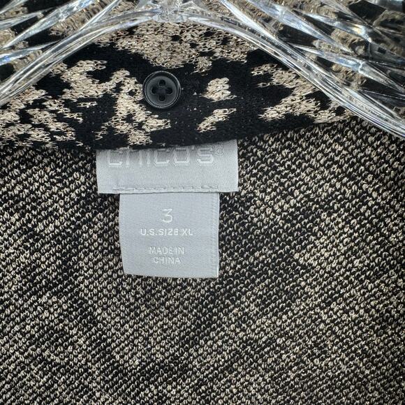 Chico’s Snake‎ Print Metallic Tie Front V-Neck Pullover Sweater Size 3 XL - Picture 7 of 8
